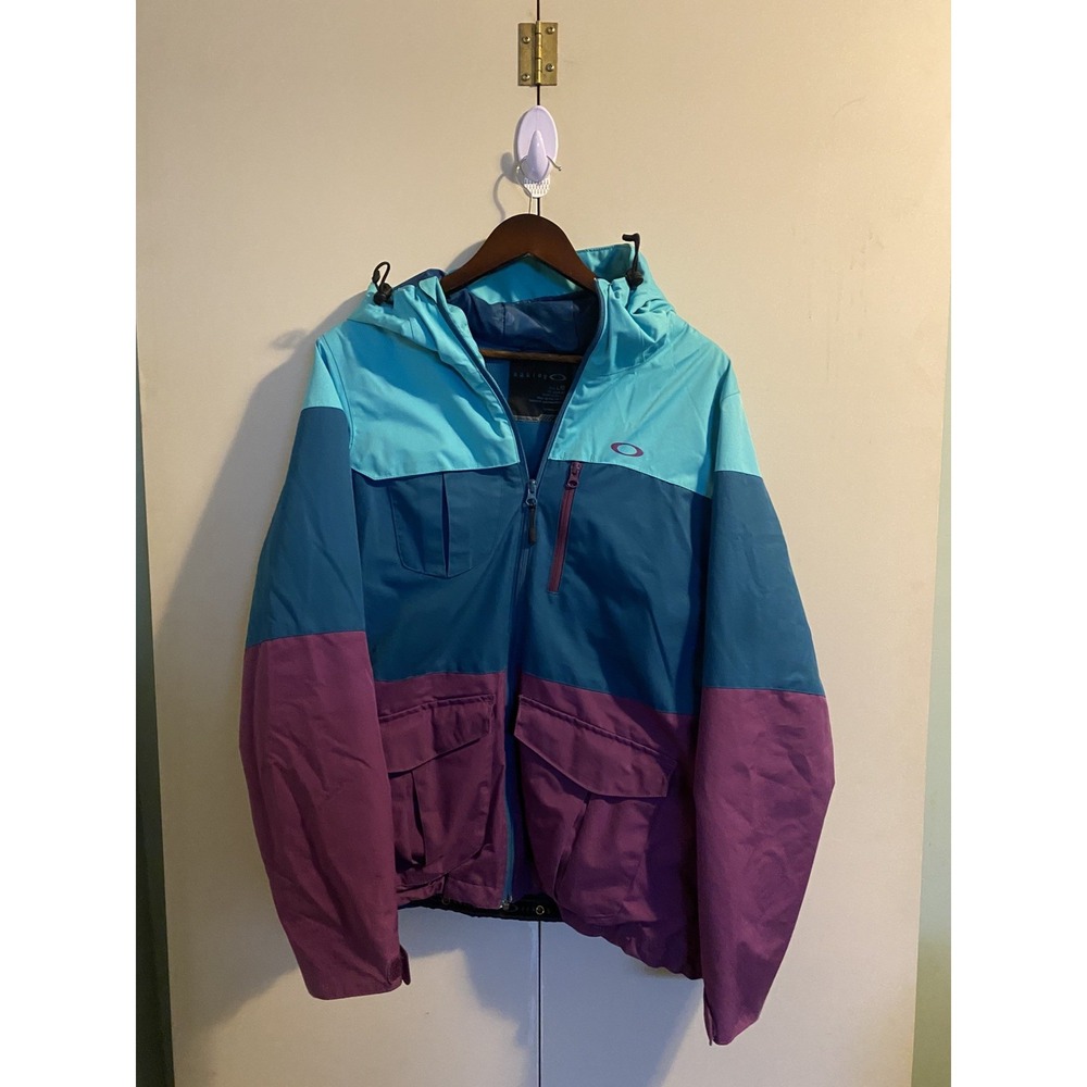 Oakley Women Ski Jacket Bravo Insulated Retro Colorblock Snow Blue Purple Large